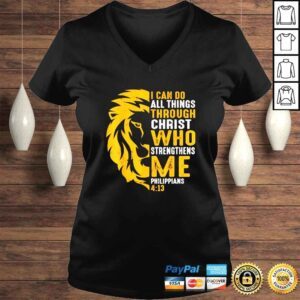 VLadies Christian I can do all things through christ who strengthens me Philippians lion faith shirt