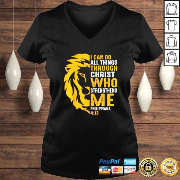 Christian I can do all things through christ who strengthens me Philippians lion faith shirt - Image 2