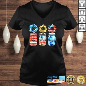 VLadies Country Farm Canning Ball Jars Sunflower God Bless America Shirt