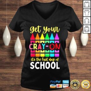 VLadies Cute crayon teacher student last day of school graduation shirt