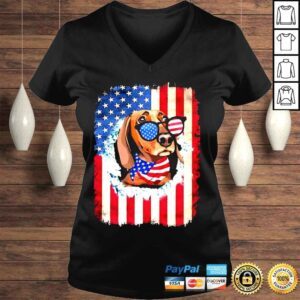 VLadies Dachshund happy independence day American flag shirt