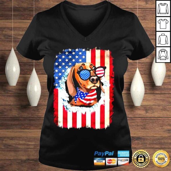 Dachshund happy independence day American flag shirt - Image 2