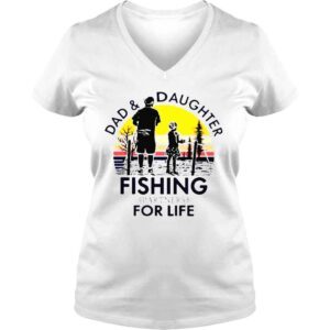 VLadies Dad And Daughter Fishing Partners For Life Vintage Retro Tshirt