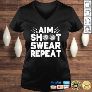 VLadies Darts Aim Shoot Swear Repeat Dartboard Dart Player TShirt