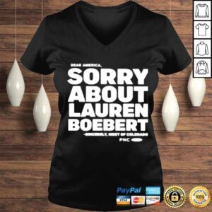 VLadies Dear America Sorry About Lauren Boebert shirt