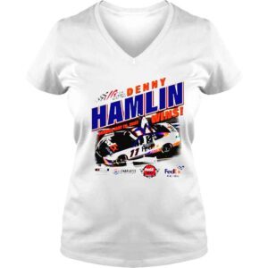 VLadies Denny Hamlin Checkered Flag White CocaCola 600 Race Win shirt