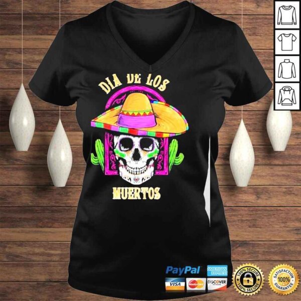 Dia de los muertos day of the dead skull short sleeve shirt - Image 2