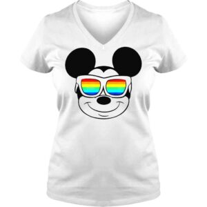 VLadies Disney Mickey Mouse Rainbow Sunglasses T Shirt