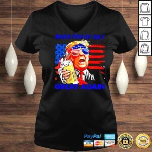 VLadies Donald Trump Drinking Beer Make 4th Of July Great Again Shirt