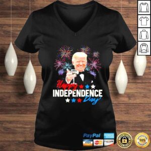 VLadies Donald Trump happy 4th of july American flag fireworks shirt