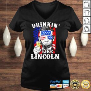 VLadies Drinkin� Like Lincoln Patriot Abraham Lincoln Beer Drinking Shirt