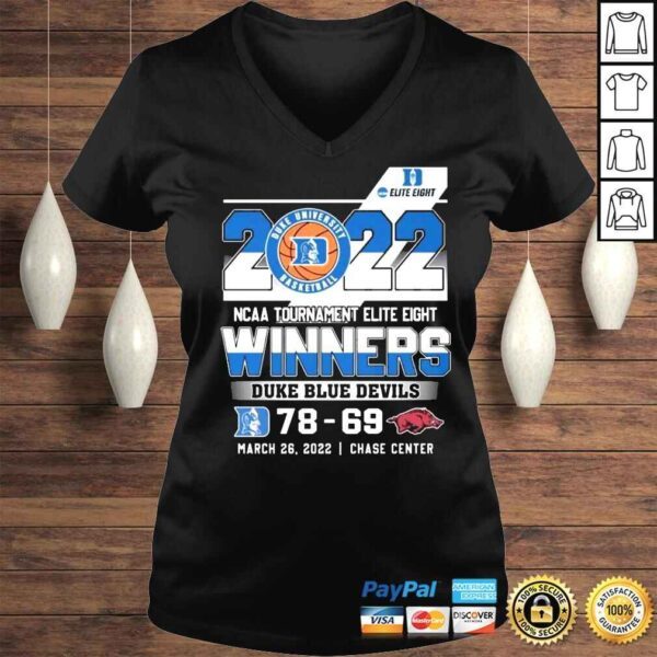 Duke Blue Devils vs Arkansas Razorbacks 2022 NCAA Tournament Elite Eight Winners shirt - Image 2