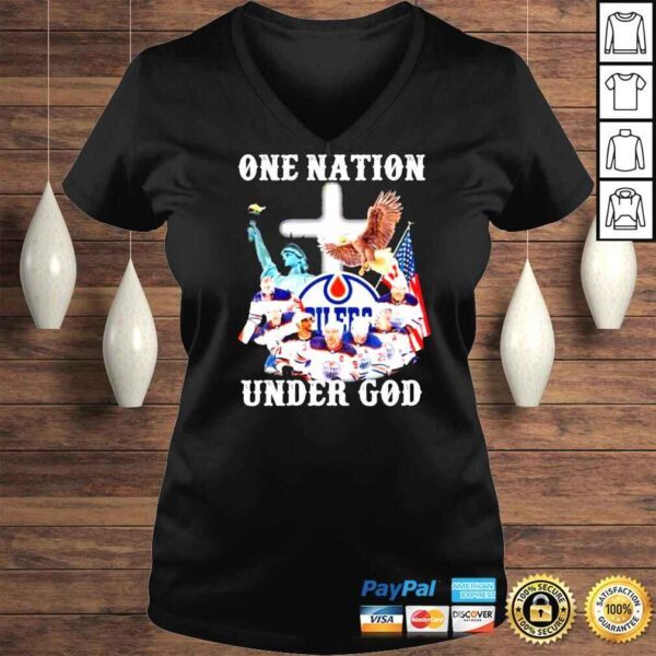 Edmonton Oilers One Nation Under God Signatures TShirt - Image 2