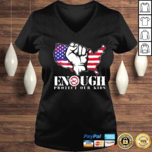 VLadies Enough Protect Our Kids Stop Gun Violence USA Flag Shirt