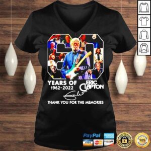 VLadies Eric Clapton 60 years of 1962 2022 thank you for the memories signature shirt