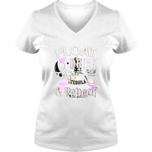 VLadies Flamingo float drink tan and repeat shirt