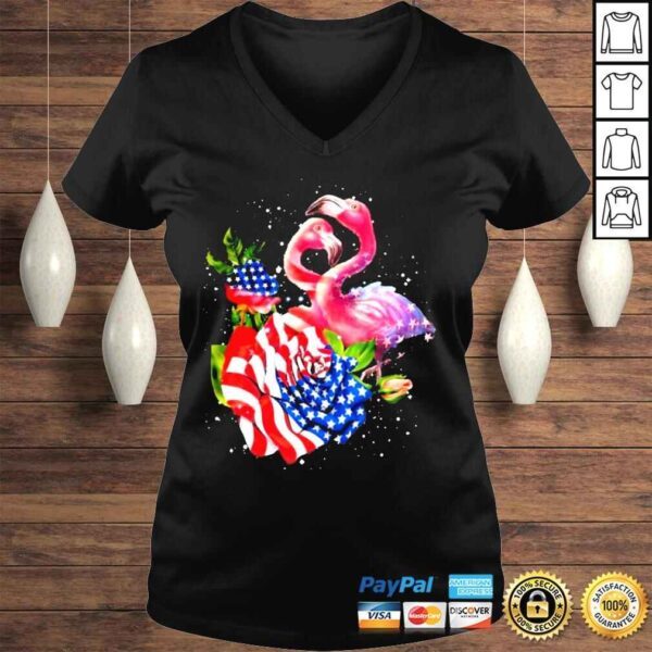 Flamingo happy independence day American flag shirt - Image 2