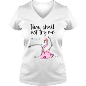 VLadies Flamingo thou shall not try me shirt