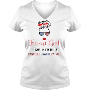 VLadies Girl Bandana Glasses American flag Trump girl proud to be a canceled unwoke patriot shirt