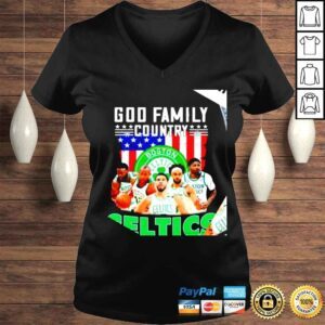 VLadies God Family Country Boston Celtics American flag retro shirt