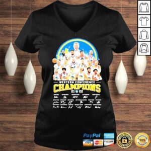 VLadies Golden State Warriors 2022 Western Conference Championship Signatures shirt