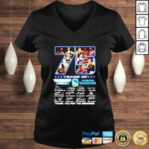 VLadies Golden State Warriors 75 years of thank you for the memories signatures shirt