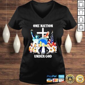 VLadies Golden State Warriors One Nation Under God signatures shirt