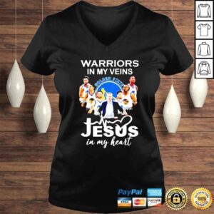 VLadies Golden State Warriors in my veins Jesus in my heart shirt