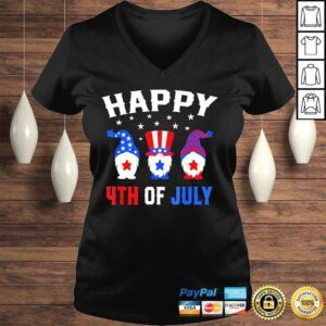 VLadies Happy 4th of july gnomes patriotic American flag cute gnomes shirt