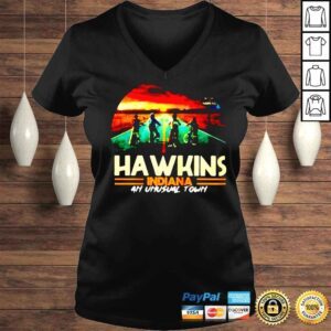 VLadies Hawkins Stranger Things 4 Indiana An Unusual Town shirt