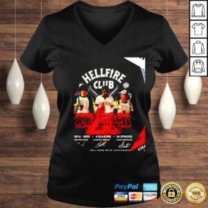 VLadies Hellfire Club Stranger Things 4 2016 2022 4 seasons 34 episode signatures thank you for the memories shirt