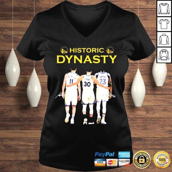 Historic Dynasty Stephen Curry Draymond Green And Klay Thompson Signatures Shirt - Image 2