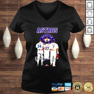 VLadies Houston Astros Ryan 34 Altuve 27 Biggio 7 Signatures shirt