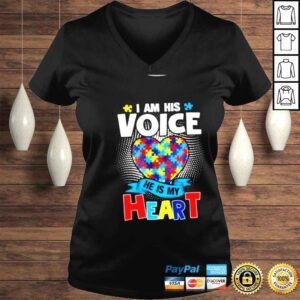 VLadies I Am His Voice He Is My Heart Autism Awareness Son TShirt