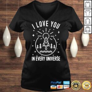 VLadies I Love You In Every Universe Grunge Black And White Stars Sun And Rocket Ship Shirt