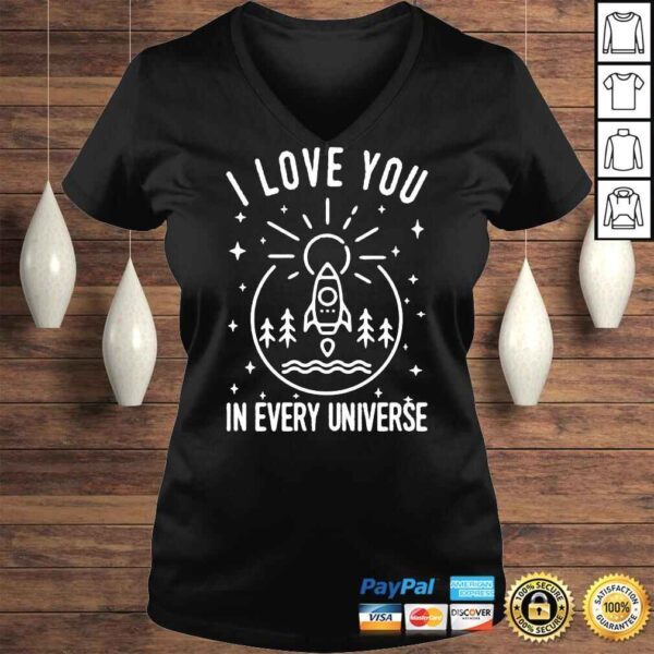 I Love You In Every Universe Grunge Black And White Stars Sun And Rocket Ship Shirt - Image 2