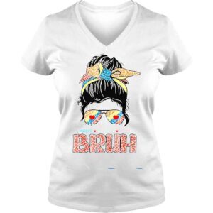 VLadies I Went From Mama Mommy Mom Bruh Messy Bun Mothers Day Shirt