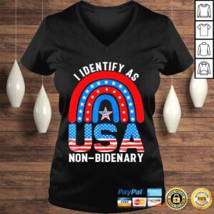 VLadies I identify as nonbidenary rainbow usa flag ultra maga Trump shirt