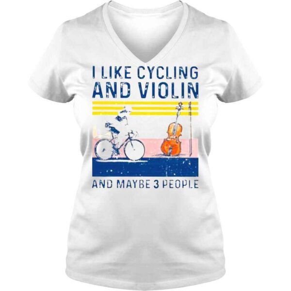 I like cycling and violin and maybe 3 people vintage shirt - Image 2