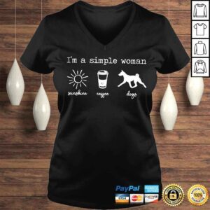 VLadies Im a simple woman I like sunshine coffee and dogs shirt