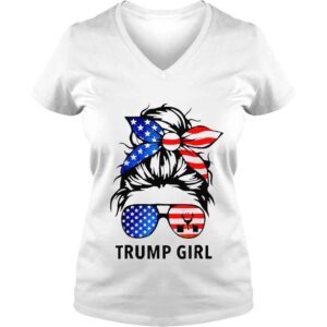 VLadies Im still a Trump girl Trump 2024 messy bun my president shirt