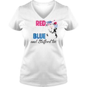 VLadies Independence July 4th Staffordshire Bull Terrier Red White Blue Shirt