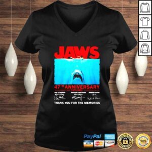 VLadies Jaws 19752022 47th Anniversary Thank You For The Memories signature shirt