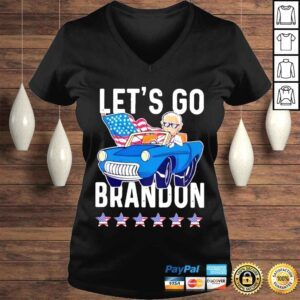 VLadies Joe Biden lets go brandon American flag shirt