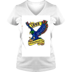 VLadies Juneteenth 1865 Black Freeish Eagle African American Flag Shirt