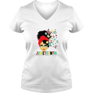 VLadies Juneteenth Is My Independence Day Black Queen And Butterfly TShirt