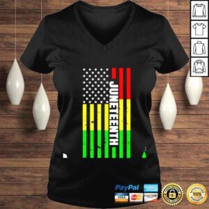 VLadies Juneteenth USA Black History Month Flag shirt