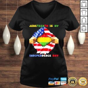 VLadies Juneteenth is my independence day african American flag shirt