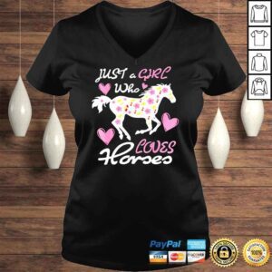 VLadies Just a Girl Who Loves Horses Rider Horse Cowgirl Equestrian Shirt