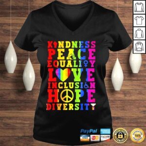 VLadies Kindness equality love lgbtq rainbow flag gay pride month shirt